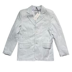AMEN Collection  White Ice Blue Genuine Sheep Leather Blazer Jacket Women’s sz L